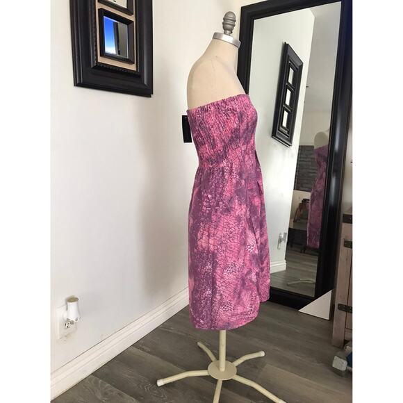 New! Manhattan-Blue Woman's Pink Tie-Dye Strapless Mini Dress Small - Picture 2 of 6